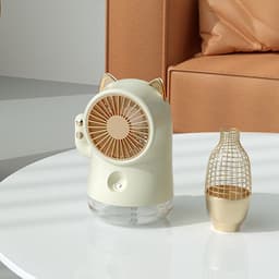 Bureauventilator met verneveling (Gelukskat-vorm) - Multifunctioneel met nanospray en 3 snelheden - Compacte koelventilator voor thuis, kantoor en onderweg — thumbnail 2