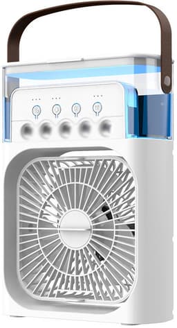 Draagbare luchtkoeler wit - oplaadbaar 2000mAh mini airco met 500ml watertank, 3 snelheden, 2 spraystanden, 7 kleuren en 3 timers voor bureau, slaapkamer en kantoor — thumbnail 1