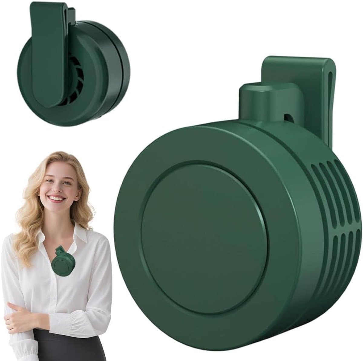 Mini Ventilator - Clip-On Ventilator - Handventilator - 3 Snelheidsinstellingen - Nekventilator - Oplaadbaar via USB - Portable Clip Fan - Stille Ventilator - Tafelventilator Waaier Handwaaier - Ideaal voor op reis, kamperen of reizen - Groen — afbeelding 1