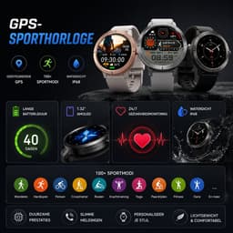 Evy24 Smartwatch EV1 GPS 42mm - GPS Smartwatch Dames & Heren - AMOLED Sporthorloge - Bluetooth Bellen - 5ATM Waterdicht - GPS Horloge - Hartslagmeter - 170+ Sportmodi - iPhone & Android - Gunmetal — thumbnail 5