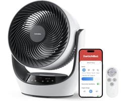SwitchBot 22dB Draadloze Tafelventilator - Fluisterstille Oplaadbare USB Ventilator met App en Afstandsbediening - Stille Bureau Luchtcirculatie - 4 Standen & Timer - Wit — afbeelding 1