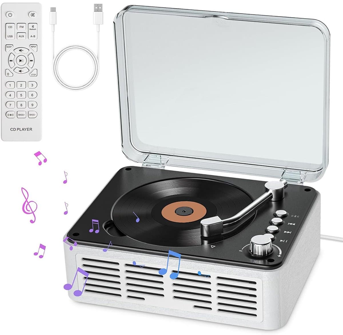 Bluetooth CD Speler - Radio CD Speler - Ondersteunt Meerdere Afspeelmodi - Bluetooth 5.0 - Wit — afbeelding 1