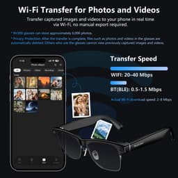 Blackview BV200 AI Smart Glasses - Slimme bril met camera - vertaalfunctie, muziek, Video Opname - Bluetooth 6.0 - Knop & Touchbediening - iOS/Android - Oplaadbaar - Lichtgewicht 44g - Transparant — thumbnail 4