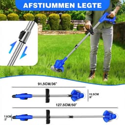 Accu-Grasmaaier met 21V Accu, Bosmaaier, Elektrische Grasmaaier met 2 Accu’s, Trimmer, Tuin-, Gazon- en Onkruidtrimmer, Elektrische Trimmer, Tuinkantensnijder Voor Tuin en Erf — thumbnail 3