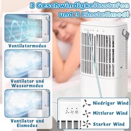 Mobiele luchtkoeler 4-in-1 met 900 ml watertank – 3 standen, timer en LED verlichting — thumbnail 2