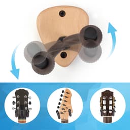 YONO Gitaar Muurbeugel met Plectrum Houder - Wandhouder Hout - Verstelbare Gitaarhouder voor Akoestische, Elektrische en Basgitaar - Ophangsysteem - Standaard — thumbnail 4