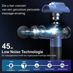 SP® Masage Gun- Deep-tissue Massagepistool voor Spieren - Rugmassageapparaat voor Pijnverlichting - Zwart/Blauw - 23cm x 16cm x 6cm — thumbnail 3