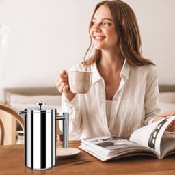 350 ml roestvrijstalen French press, dubbellaags filter, koffiezetapparaat/theemaker Geschikt voor opschenken, draagbaar Geschikt voor op de camping. — thumbnail 2