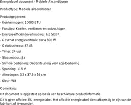 Mobiele airco 10000 BTU stil met WiFi, ontvochtiger en afstandsbediening 3-in-1 functie — thumbnail 2