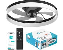 Klegu Slimme Plafondventilator met Verlichting - 6 standen - Dimbaar - 50cm - WIFI - 3000k-6500k - App & afstandsbediening - Google home & Alexa - ventilator - plafondlamp — afbeelding 1