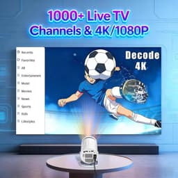 SnelShoppen - Mini-beamer, Draagbare 4K 1080P Thuisbioscoopprojector met WiFi 6, Bluetooth 5.2, Automatische Trapeziumcorrectie, 180° Rotatie, 1000+ L — thumbnail 5