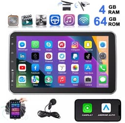 ESSGOO 360° draaibaar scherm 1DIN Autoradio - Draadloos Carplay & Andriod Auto - GPS-navigatiesystem - Android 15 - 4+64G - Microfoon - FM RDS Wifi Bluetooth — thumbnail 1