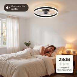 MiShar Plafond Ventilator Lamp - 51 CM - Smart Lamp - 6 Standen - 1 grote led strook - Dimbaar - Zwart - Kroonluchter LED Ventilator - Chandelier Fan - Woonkamer Lamp - Ventilator Lampen - Slaapkamer lamp - Eetkamerlamp — thumbnail 5