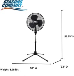 Staande Ventilator - Vloerventilator Verstelbaar - Ruimte Koelen - Krachtige Luchtstroom - 457 cm - Zwart — thumbnail 4