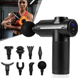 Massagepistool Voor Diepe Weefselmassage - Spierpercussiemassageapparaat - Stille Handmassageapparaten - Met 32 ​​Versnellingen En 8 Koppen — thumbnail 1