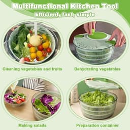 Saladecentrifuge 4 Liter - Groentewasdroger Kom - Snel Salade Drogen - Handmatige Bediening Gemakkelijk - 24.5 cm Diameter - Groen — thumbnail 3
