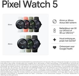 Google Pixel Watch 5 - smartwatch - 45 mm - Wifi - Zilverkleurig/wit - sportbandje — thumbnail 2