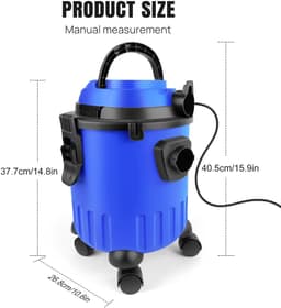 Velori Industriële Nat- en Droogstofzuiger 15L - Werkplaatsstofzuiger - Bouwstofzuiger - Zakloze Stofzuiger - 3-in-1 Blaasfunctie - 1200W - 19 kPa Zuigkracht - HEPA Filter — thumbnail 4