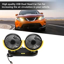 Auto Ventilator USB - Dubbele Autoventilator met 3 Snelheden - Verstelbare Koelventilator voor Auto Vrachtwagen Camper Caravan en Bureau — thumbnail 3