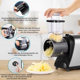 Elektrische groentesnijder - Keukenmachine Rasp - Snel Groenten Snijden - 5 Verwisselbare Messen - 250 Watt - Zilver — thumbnail 3