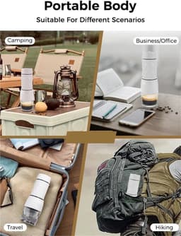 Draagbaar koffiezetapparaat | draagbare espressomachine | 3-in-1, draagbare koffiemachine | warm/koud water, handmatige espressomachine voor capsule en grondhandpers, brouwer, wandelen, reizen — thumbnail 2