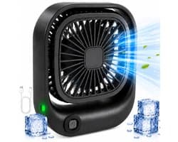 Draagbare Bureauventilator - Kleine USB-C Ventilator - Mini Tafel Ventilator 3 Standen - Lichtgewicht Mini Desk Fan - Compacte Kleine Oplaadbare Ventilator - voor Auto, Kantoor & Onderweg - Handventilator Oplaadbaar - Handwaaier - Zwart - Silvergear