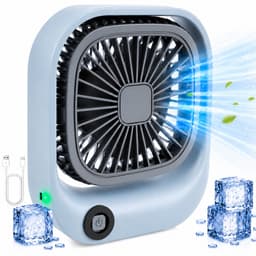 Kleine Draagbare Bureauventilator - Compacte USB-C Ventilator - Mini Tafel Ventilator 3 Standen - voor Auto, Kantoor & Onderweg - Lichtgewicht Mini Desk Fan - Kleine Oplaadbare Ventilator - Handventilator Oplaadbaar - Handwaaier - Blauw - Silvergear — thumbnail 1