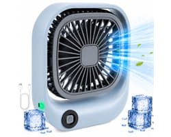 Kleine Draagbare Bureauventilator - Compacte USB-C Ventilator - Mini Tafel Ventilator 3 Standen - voor Auto, Kantoor & Onderweg - Lichtgewicht Mini Desk Fan - Kleine Oplaadbare Ventilator - Handventilator Oplaadbaar - Handwaaier - Blauw - Silvergear — afbeelding 1