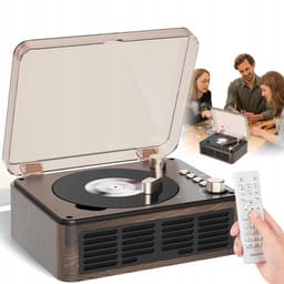 Retro CD-speler - Bluetooth-luidspreker - ingebouwde stereoluidsprekers - FM-radio en USB-poort - met afstandsbediening - voor thuis, kantoor en als cadeau — thumbnail 1