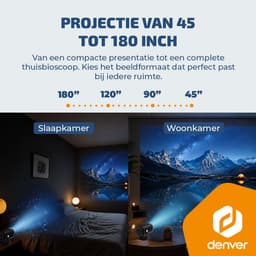 Denver Beamer - 4K 3840x2160P - 700 ANSI Lumen - Projector - Thuisbioscoop - HDMI - USB-C - PR4852 — thumbnail 4