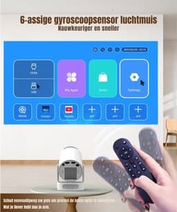 Ploutos® Mini Beamer - 180° Draaibaar - Mobiele Thuisbioscoop inclusief Apps - Smart Mini Beamer met WiFi & Bluetooth - Wit - 10cm x 10cm x 18cm — thumbnail 5