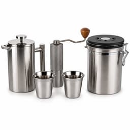 My Green Deal RVS Koffieset – French Press 600 ml – Handmatige Koffiemolen – Koffiebus 1,8 L – 2 Koffiebekers — thumbnail 1