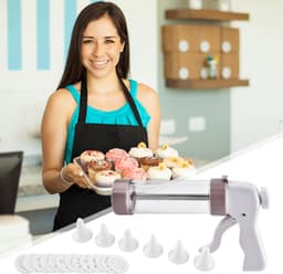 Koekjesmaker Apparaat - Koekjespers Bakgereedschap - Zelf Koekjes Maken - 13 Vormschijven - 22x14.5 cm - Wit — thumbnail 4