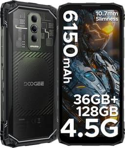 DOOGEE Blade 10 Ultra Energy 4.5G - Robuuste Telefoon - Smartphone - 36 GB RAM+128 ROM（2TB/TF) - UNISOC T7250 - Android 16 - 6,56-inch HD+ 90Hz - 64MP Camera - 6150mAh/18W - IP68 - 10.7mm - Vingerafdruk-Face ID - NFC - GPS - Zwart — thumbnail 1