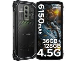 DOOGEE Blade 10 Ultra Energy 4.5G - Robuuste Telefoon - Smartphone - 36 GB RAM+128 ROM（2TB/TF) - UNISOC T7250 - Android 16 - 6,56-inch HD+ 90Hz - 64MP Camera - 6150mAh/18W - IP68 - 10.7mm - Vingerafdruk-Face ID - NFC - GPS - Zwart