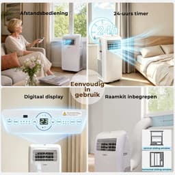 Mobiele Airco 12000 BTU – Koelen en Verwarmen – Ontvochtiger en Ventilator – Voor 25-35 m² — thumbnail 3