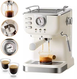 Espressomachine Met Melkschuimer - 20 Bar Drukpomp - Professionele Koffiemaker 1.5L - Geschikt Voor Cappuccino En Latte — thumbnail 1