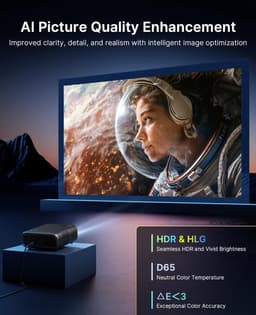 Beamer 1080p smart projector met Google TV autofocus HDR WiFi Bluetooth 800 ANSI lumen thuisbioscoop ondersteuning — thumbnail 2