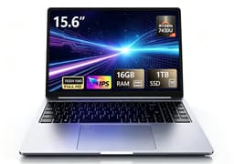 A15 Pro Laptop - 16 Inch 2.5K 120Hz Scherm - AMD Ryzen 5 7430U Processor - 16GB DDR4 Geheugen 1TB SSD Opslag - Metalen Behuizing - Windows 11 - Voor Werk Studie en Gaming Zilver — thumbnail 1