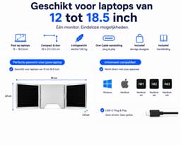 Portable Monitor - Draagbare Monitor 2x 16 Inch - 1920x1200P - One Cable Solution - Tri Screen Laptop scherm Uitbreider - Extra scherm Laptop - Plug and Play — thumbnail 5