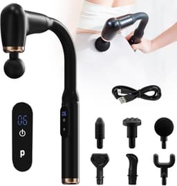 Massagepistool Met Verlengstuk - Rug- En Nekmassageapparaat - 6 Massagekoppen En 3 Standen - Spiermassagepistool — thumbnail 1
