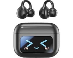 Open-ear clip-on koptelefoon Draadloze Bluetooth 5.4 sportoortjes Voorzien van draadloze LED touch waterdichte in-ear oordopjes Geschikt voor tablet, computer, Android/iOS telefoon (zwart)
