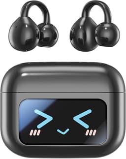 Open-ear clip-on koptelefoon Draadloze Bluetooth 5.4 sportoortjes Voorzien van draadloze LED touch waterdichte in-ear oordopjes Geschikt voor tablet, computer, Android/iOS telefoon (zwart) — thumbnail 1