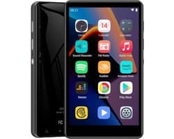 SNJY® MP3 Speler Bluetooth - MP4 Speler - Muziek Speler - Touchscreen - 16GB - Zwart