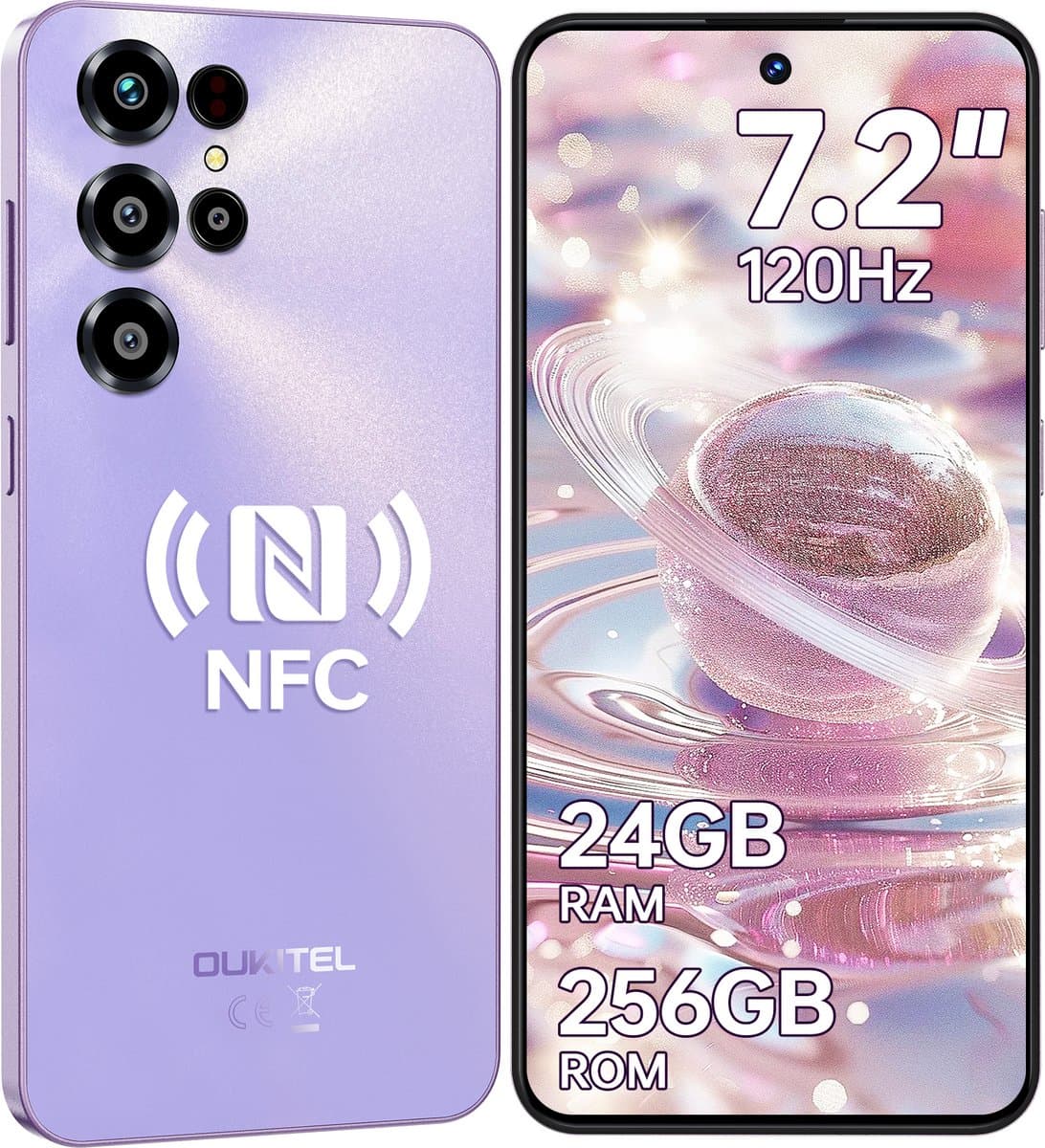 OUKITEL C68 Smartphone 4G-7.2 inch HD-120HZ-24GB RAM-256GB ROM-64MP camera-Android 15-NFC — afbeelding 1