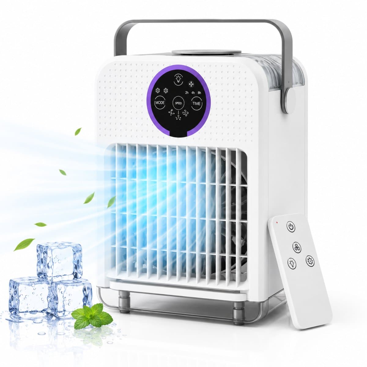 DreamGoods Aircooler - Verkoelen Met Water of IJs - 3-in-1 Luchtkoeler - Koelen, Ventileren & Bevochtigen - 700ML Watertank - Aircooler met Koelelementen - Air Cooler - Ventilateur - Mobiele Airco - Mini Airco zonder Afvoerslang - Koelventilator — afbeelding 1