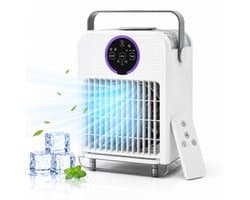 DreamGoods Aircooler - Verkoelen Met Water of IJs - 3-in-1 Luchtkoeler - Koelen, Ventileren & Bevochtigen - 700ML Watertank - Aircooler met Koelelementen - Air Cooler - Ventilateur - Mobiele Airco - Mini Airco zonder Afvoerslang - Koelventilator — afbeelding 1