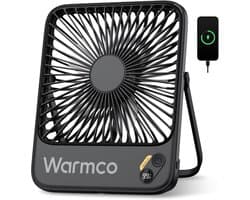 Tafelventilator Draadloos – Oplaadbare USB Ventilator, Stil, 10000 mAh Accu, 4 Snelheden, Digitaal Display, Zwart