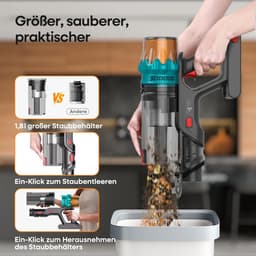 Draadloze Stofzuiger - Steelstofzuiger Accu - Huis Grondig Schoon - Zelfstandig Staand Model - 18L Reservoir - Goud — thumbnail 3