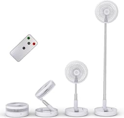 Opvouwbare Tafelventilator 7,7 Inch – Oplaadbare Ventilator met 7200mAh Batterij – USB-C – In Hoogte Verstelbaar – Met Afstandsbediening – 4 Snelheden – Stille Draagbare Ventilator voor Thuis, Kantoor en Camping — thumbnail 1